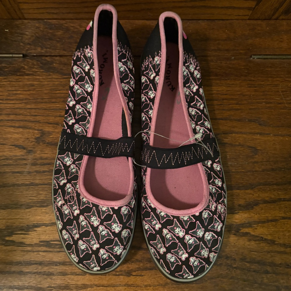 NWOT 2005 Pink & Black Kuromi‎ Mary Janes Flats Shoes Sanrio Hello Kitty Rare